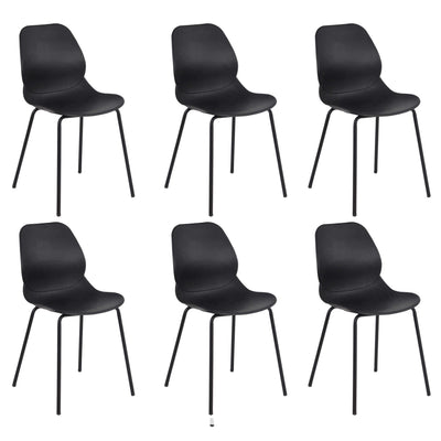 PAULE - set di 6 sedie moderne in plastica Nero Milani Home