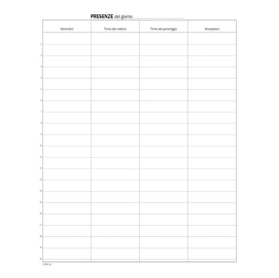 Registro firma presenza - 49 pag - 31 x 24 5 cm - DU1338100000 - Data Ufficio Cancelleria e prodotti per ufficio/Archivio ufficio e accessori per scrivania/Modulistica e conservazione registri/Libri e registri contabili Eurocartuccia - Pavullo, Commerciovirtuoso.it