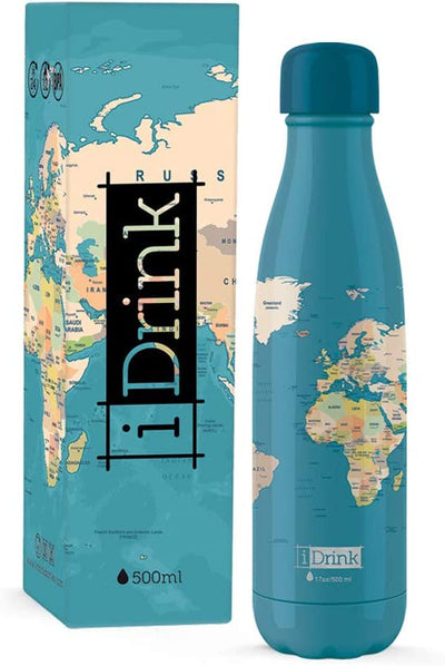 Bottiglia Termica Blu Mappa 500 ml I-Drink