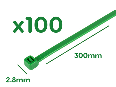 100 Fascette Plastica Verde Giardinaggio 2.8X300mm Zorei