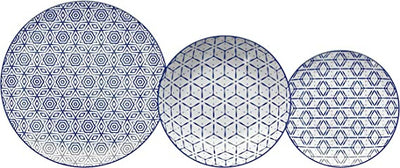Tognana Set piatti tavola 18pz METROPOLIS Downtown Blu e Bianco ME070185669