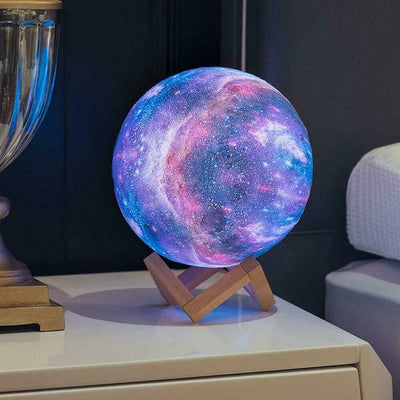 Lampada Sfera Forma Di Luna 3d . Led Rgb Colori Galaxy Touch Telecomando