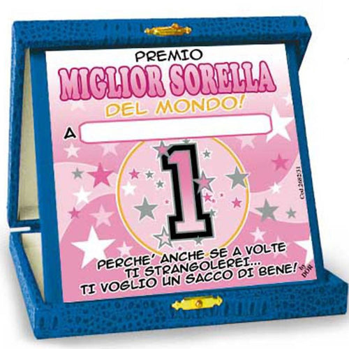 Targa Premio Miglior Sorella Targa Premio Divertente Idea Regalo per sorelle Casa e cucina/Decorazioni per interni/Accessori decorativi/Targhe e cartelli Kondorama - Martinsicuro, Commerciovirtuoso.it