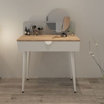 Tavolino Krell Toeletta con con specchio colore sonoma e bianco Effezeta Italia