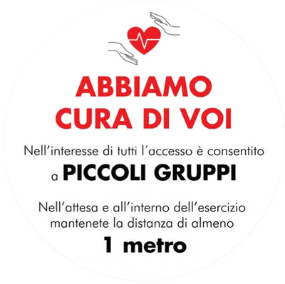 Bollo adesivo da terra - ''Abbiamo cura di voi...'' - D 50 cm Fai da te/Sicurezza e protezione/Attrezzature per sicurezza sul lavoro/Segnaletica antinfortunistica Eurocartuccia - Pavullo, Commerciovirtuoso.it