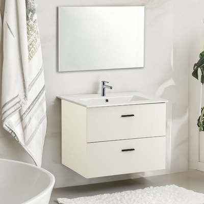 Mobile bagno sospeso Lario con lavabo e specchio bianco 80x46x48 H cm Effezeta Italia