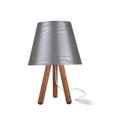 Lampada da tavolo Pino ASZ1453 treppiede legno e paralume grigio Effezeta Italia