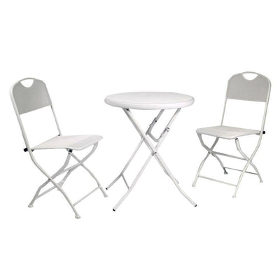 Tavolo Rimini tondo con due sedie pieghevoli - bianco Vacchetti