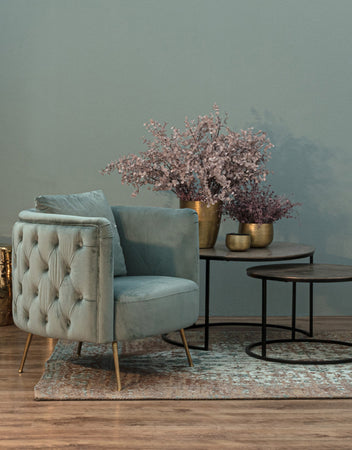 Poltrona "Tenbury" in velluto Tiffany tipo Chester h 80 cm arredamento per salotto moderno Casa e cucina/Arredamento/Soggiorno/Poltrone e sedie/Poltrone Decor Space - Altamura, Commerciovirtuoso.it