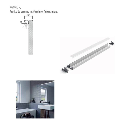 Profilo illuminazione LED Walk bagno 1000 mm nero opaco Effezeta Italia