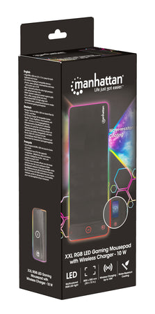 Manhattan Tappetino Mouse Gaming XXL con LED RGB e Caricatore Wireless 10W
