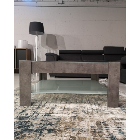 Tavolino da salotto cemento con doppio ripiano in vetro Homy Effezeta Italia