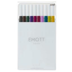 Fineliner Emott - tratto 0.4 mm - colori assortiti calmtone dark - Uni Mitsubishi - conf. 10 pezzi Cancelleria e prodotti per ufficio/Penne matite scrittura e correzione/Penne e ricariche/Penne a punta porosa Eurocartuccia - Pavullo, Commerciovirtuoso.it