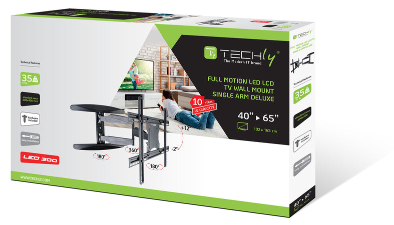 Supporto a Muro Ultra Slim per TV LED LCD 40-65'' Full Motion Nero Techly
