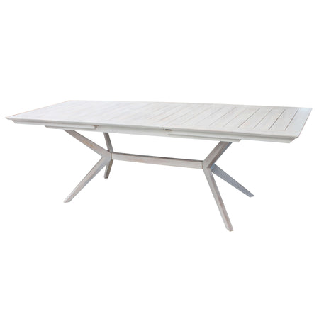 CAESAR - set tavolo da giardino allungabile 150/200x90 compreso di 6 sedie in legno massiccio di acacia Bianco Milani Home