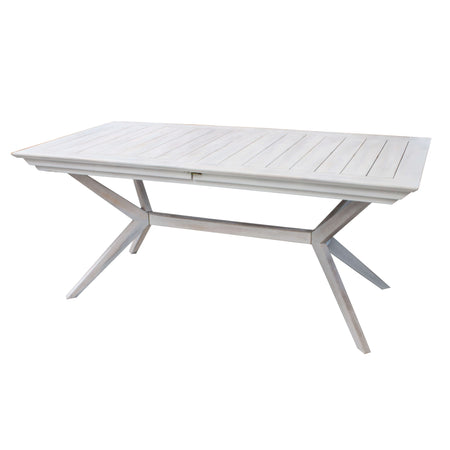 CAESAR - set tavolo da giardino allungabile 150/200x90 compreso di 6 sedie in legno massiccio di acacia Bianco
