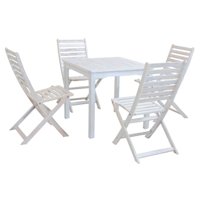 ABEL - set tavolo da giardino 80x80 compreso di 4 sedie in legno massiccio di acacia Bianco Milani Home