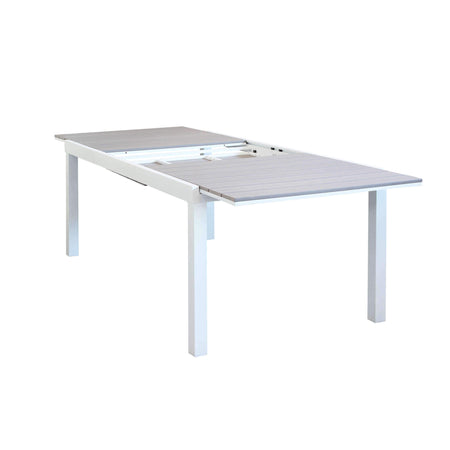 TRIUMPHUS - set tavolo da giardino allungabile 180/240x100 compreso di 6 poltrone in alluminio e polywood Bianco Milani Home