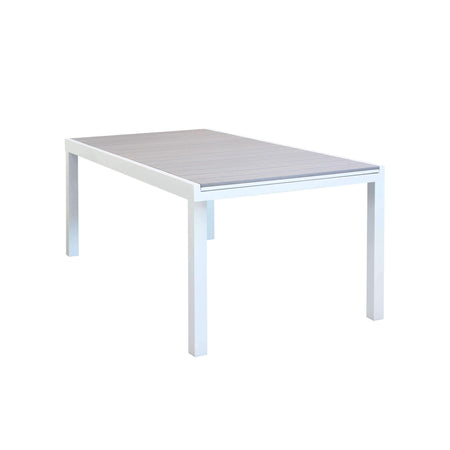 TRIUMPHUS - set tavolo da giardino allungabile 180/240x100 compreso di 6 poltrone in alluminio e polywood Bianco Milani Home
