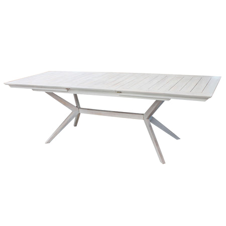 CAESAR - set tavolo da giardino allungabile 150/200x90 compreso di 8 sedie in legno massiccio di acacia Bianco Milani Home