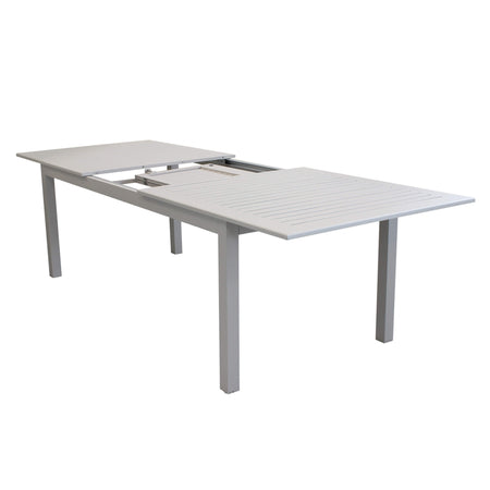 ARGENTUM - set tavolo da giardino allungabile 220/280x100 compreso di 8 poltrone in alluminio Tortora Milani Home