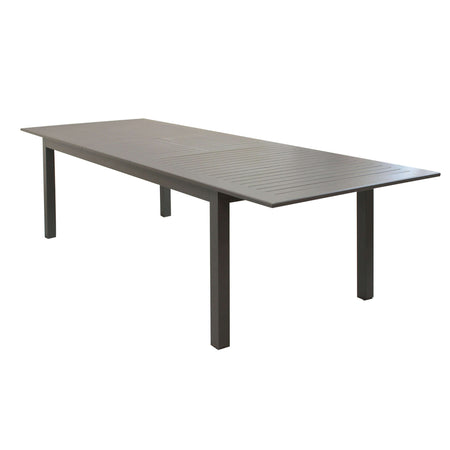 ARGENTUM - set tavolo da giardino allungabile 220/280x100 compreso di 6 poltrone in alluminio Taupe Milani Home