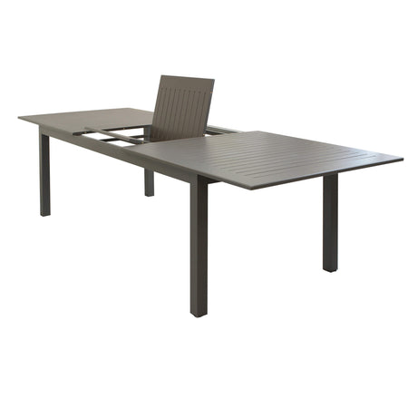 ARGENTUM - set tavolo da giardino allungabile 220/280x100 compreso di 8 poltrone in alluminio Taupe Milani Home