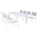 ARGENTUM - set tavolo da giardino allungabile 150/210x90 compreso di 8 poltrone in alluminio Bianco Milani Home