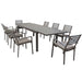 DEXTER - set tavolo da giardino allungabile 200/300x100 compreso di 8 poltrone in alluminio Taupe