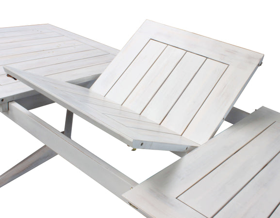 CAESAR - set tavolo da giardino allungabile 180/240x90 compreso di 8 poltrone in legno massiccio di acacia Bianco Milani Home