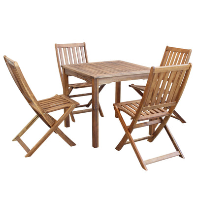 AARON - set tavolo da giardino 80x80 compreso di 4 sedie in legno massiccio di acacia Marrone Milani Home