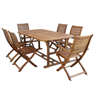 TURRIS - set tavolo da giardino allungabile 180/240x100 compreso di 4 sedie e 2 poltrone in legno massiccio di acacia Marrone Milani Home