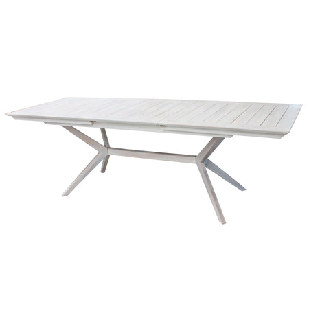 CAESAR - set tavolo da giardino allungabile 150/200x90 compreso di 6 sedie e 2 poltrone in legno massiccio di acacia Bianco