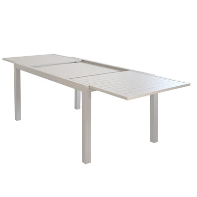DEXTER - set tavolo da giardino allungabile 160/240x90 compreso di 8 poltrone in alluminio Tortora