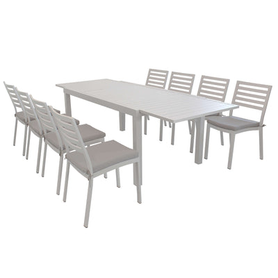DEXTER - set tavolo da giardino allungabile 160/240x90 compreso di 8 sedie in alluminio Tortora