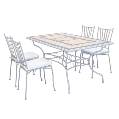 VENTUS - set tavolo giardino in Mosaico 160x90 con 4 sedie Tortora Milani Home