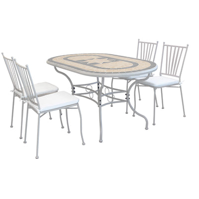 VENTUS - set tavolo giardino in Mosaico 160x90 con 4 sedie Tortora Milani Home