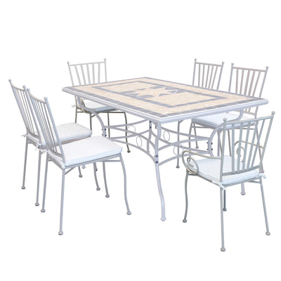 VENTUS - set tavolo giardino in Mosaico 160x90 con 4 sedie e 2 poltrone Tortora Milani Home