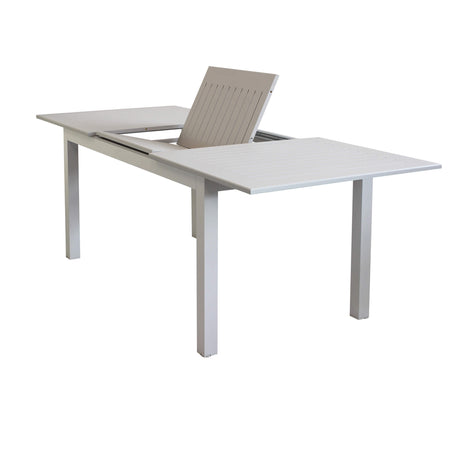 ARGENTUM - set tavolo da giardino allungabile 150/210x90 compreso di 8 poltrone in alluminio Tortora Milani Home