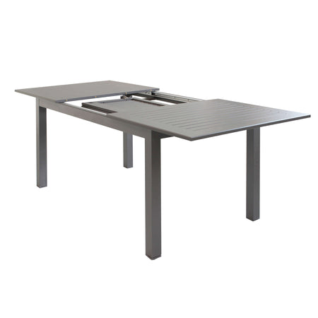 ARGENTUM - set tavolo da giardino allungabile 150/210x90 compreso di 4 poltrone in alluminio Taupe Milani Home