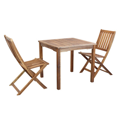 AARON - set tavolo da giardino 80x80 compreso di 2 sedie in legno massiccio di acacia Marrone Milani Home
