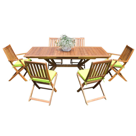 CAESAR - set tavolo da giardino allungabile 150/200x90 compreso di 4 sedie e 2 poltrone in legno massiccio di acacia Marrone Milani Home