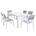 OMEN - set tavolo da giardino 150x90 compreso di 4 sedie e 2 poltrone in alluminio Bianco Milani Home