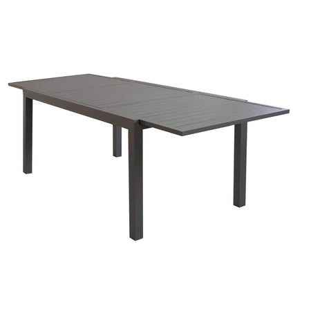 DEXTER - set tavolo da giardino allungabile 160/240x90 compreso di 6 sedie e 2 poltrone in alluminio Taupe Milani Home