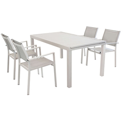 DEXTER - set tavolo da giardino allungabile 160/240x90 compreso di 10 poltrone in alluminio Tortora Milani Home