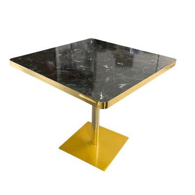Tavolo quadrato Key 80x80 base oro e piano effetto marmo nero Effezeta Italia