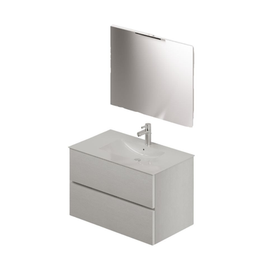 Mobile bagno con lavabo e specchio da 80 bianco frassinato Effezeta Italia