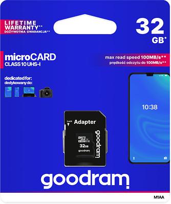microSD 32GB CARD class 10 UHS I + adapter - retail blister Goodram