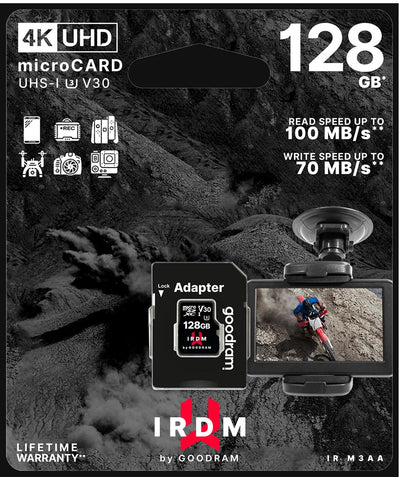 microSD 128GB CARD UHS I U3 + adapter - retail bliste Goodram