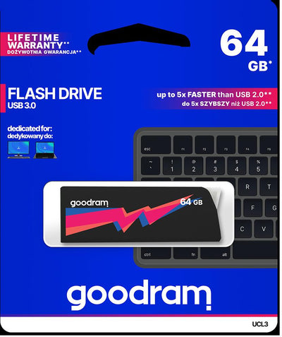 Pendrive GoodRAM 64GB UCL2 BLACK USB 3.0 - retail blister